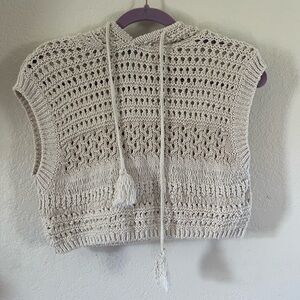Zara Beige Crochet Sweater Vest
